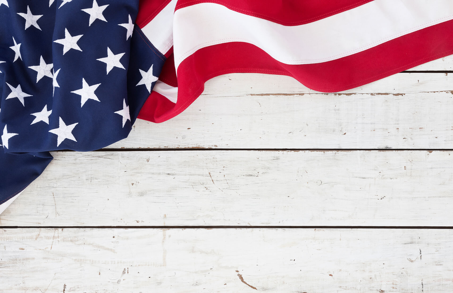 American Flag with wooden plank background
