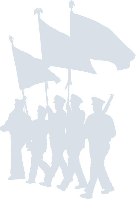 Marching troops silhouette